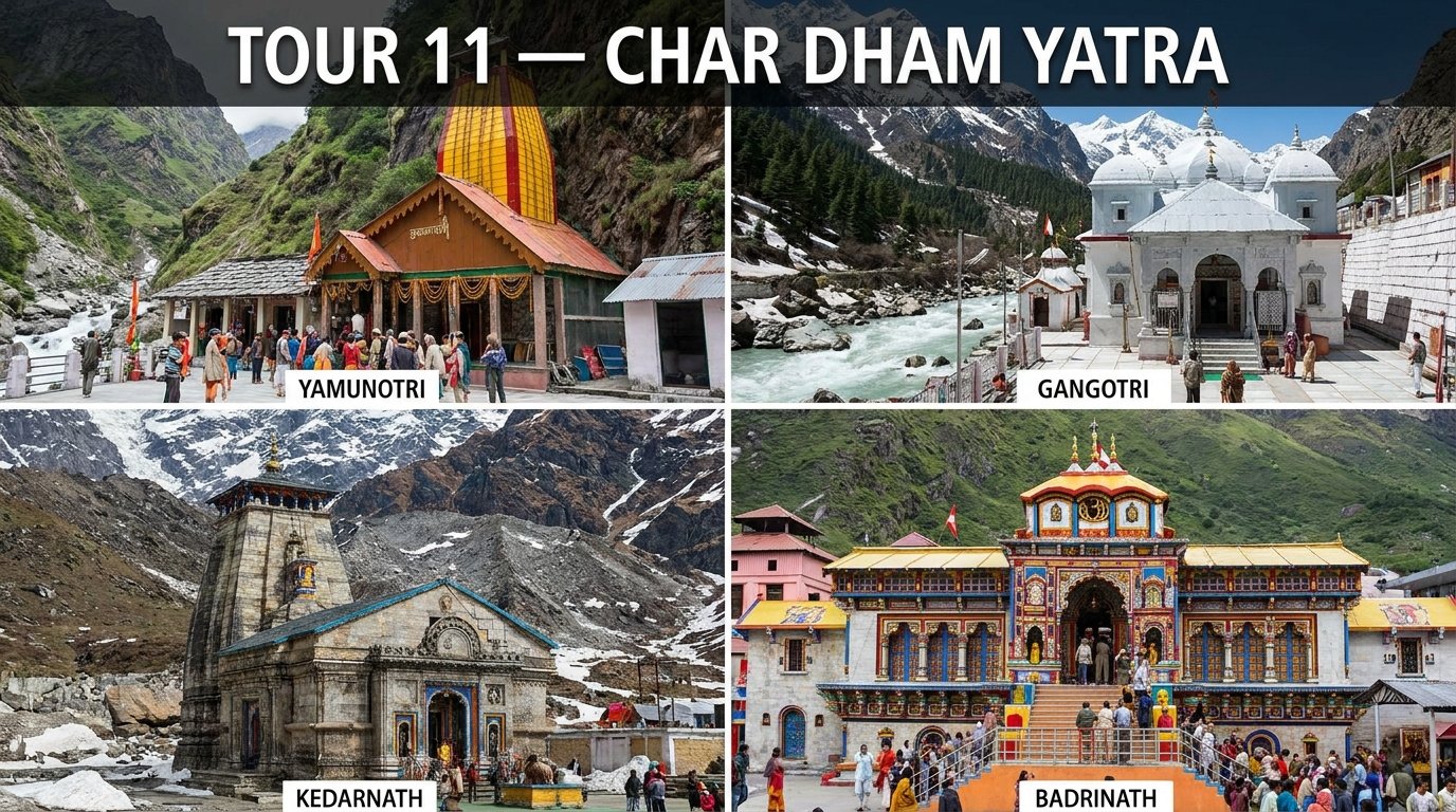 Tour 11 — Char Dham Yatra • Yamunotri • Gangotri • Kedarnath • Badrinath